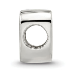 Sterling Silver 925 Letter V Script Bead with Polished Finish
