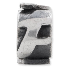 Sterling Silver 925 Letter F Bead with Antiqued Finish, Solid