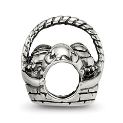 Sterling Silver 925 Easter Basket Bead with Antiqued Finish