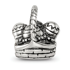 Sterling Silver 925 Easter Basket Bead with Antiqued Finish