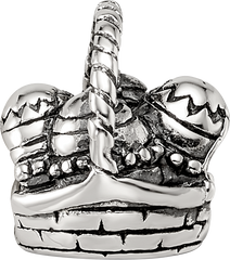 Sterling Silver 925 Easter Basket Bead with Antiqued Finish