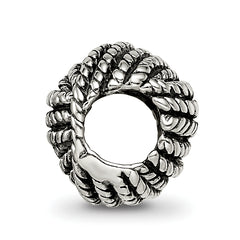 Sterling Silver 925 Yarn Ball Bead with Antiqued Finish Solid Design