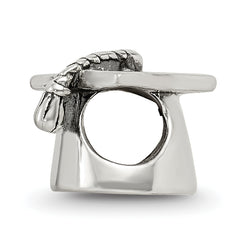 Sterling Silver 925 Antiqued Graduation Cap Bead Solid Casted Commemorative Charm