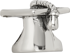 Sterling Silver 925 Antiqued Graduation Cap Bead Solid Casted Commemorative Charm