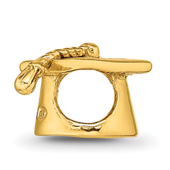 Sterling Silver Gold-Plated Graduation Cap Bead with Polished Finish