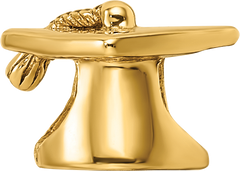 Sterling Silver Gold-Plated Graduation Cap Bead with Polished Finish