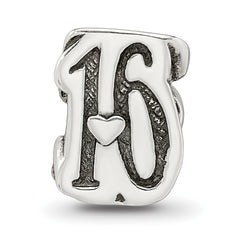 Sterling Silver 925 Sweet 16 Bead with Antiqued Finish Solid Cast