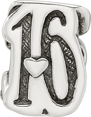 Sterling Silver 925 Sweet 16 Bead with Antiqued Finish Solid Cast