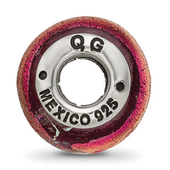 Sterling Silver 925 Antiqued Glass Bead with Orange Dichroic Finish