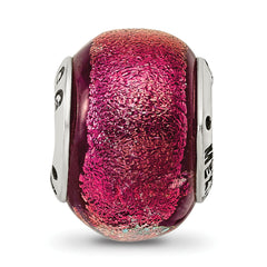 Sterling Silver 925 Antiqued Glass Bead with Orange Dichroic Finish