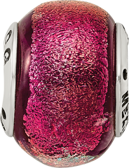 Sterling Silver 925 Antiqued Glass Bead with Orange Dichroic Finish