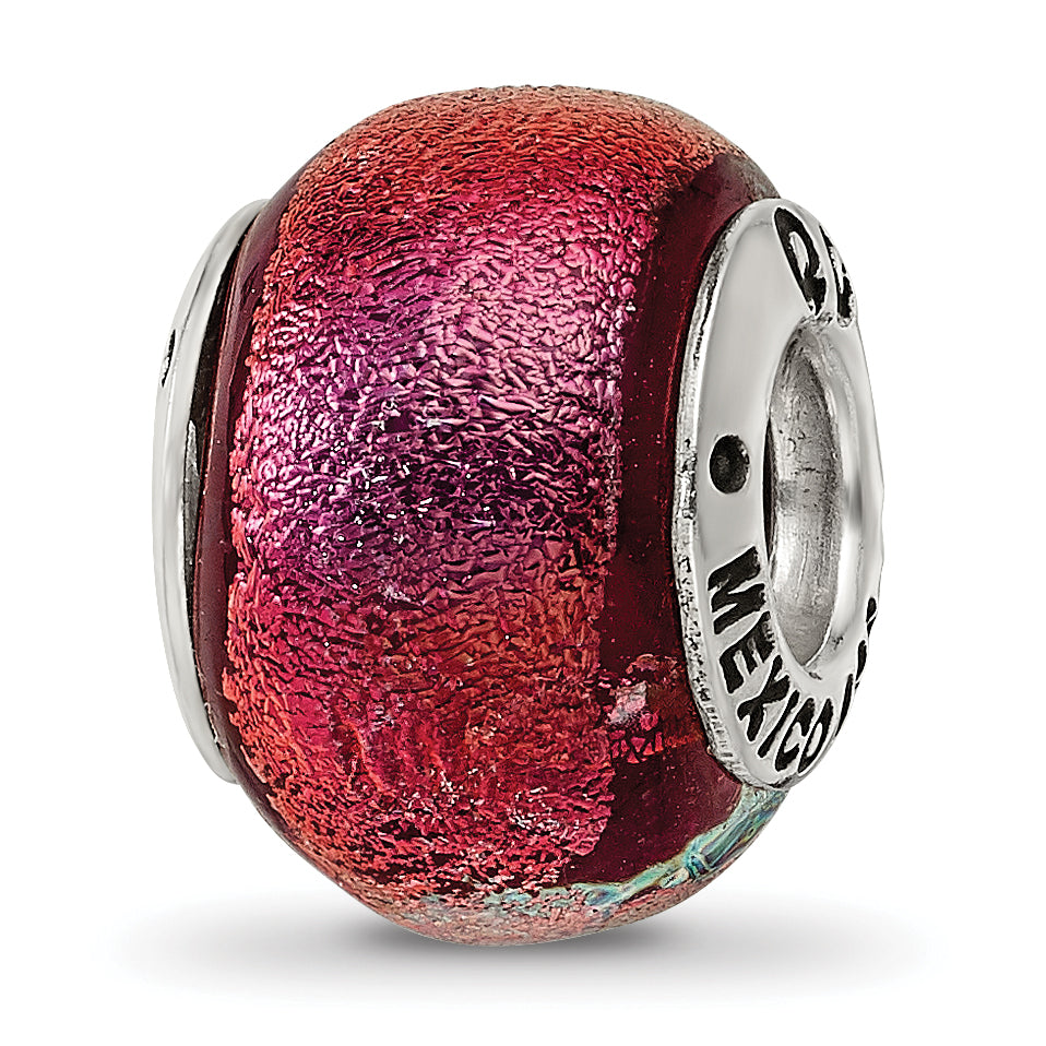 Sterling Silver Reflections Orange Dichroic Glass Bead
