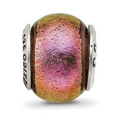 Sterling Silver 925 Pink Dichroic Glass Bead with Antiqued Finish Elegant Design