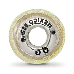 Sophia Jewelers Sterling Silver Pink Dichroic Glass Bead with Antiqued Finish