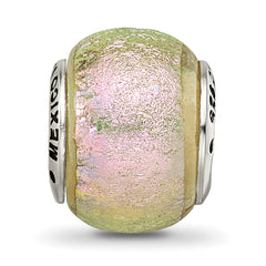 Sophia Jewelers Sterling Silver Pink Dichroic Glass Bead with Antiqued Finish
