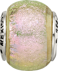 Sophia Jewelers Sterling Silver Pink Dichroic Glass Bead with Antiqued Finish