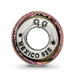 Sterling Silver 925 Purple Dichroic Glass Bead with Antiqued Finish for Elegant Jewelry