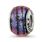 Sterling Silver Reflections Purple Dichroic Glass Bead