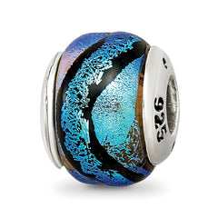 Sterling Silver Reflections Blue Dichroic Glass Bead