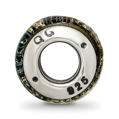 Sterling Silver 925 Dichroic Glass Bead with Antiqued Finish, 4mm Opening