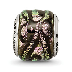 Sterling Silver 925 Pink Dichroic Glass Bead with Antiqued Finish Elegant Style