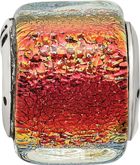 Sterling Silver 925 Square Bead with Antiqued Finish and Dichroic Glass