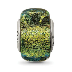 Sterling Silver 925 Yellow Dichroic Glass Bead with Antiqued Finish