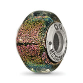 Sterling Silver Reflections Purple Dichroic Glass Square Bead