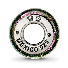 Sterling Silver Purple Dichroic Glass Bead with Antiqued Finish