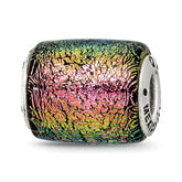 Sterling Silver Reflections Purple Dichroic Glass Barrel Bead
