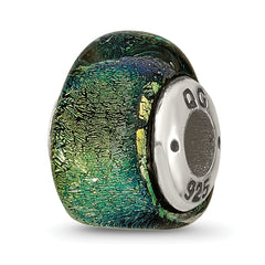 Sterling Silver Reflections Yellow Dichroic Glass Triangle Bead