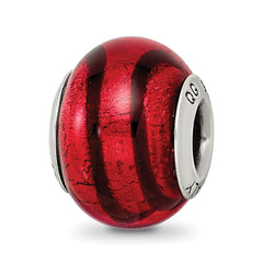 Sterling Silver Reflections Red/Black Italian Murano Bead