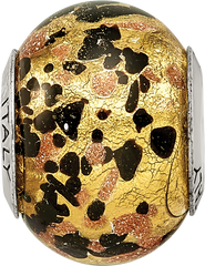 Sterling Silver Murano Glass Bead with Antiqued Finish Elegant Italian Design