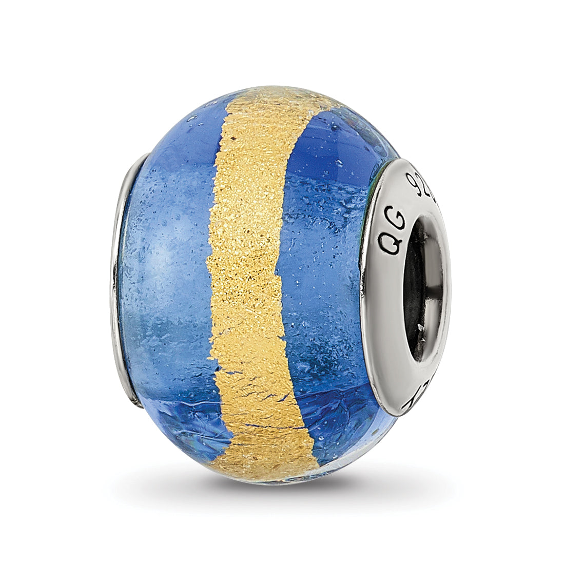 Sterling Silver Reflections Blue/Gold Italian Murano Bead