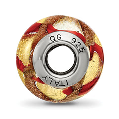 Sterling Silver Murano Glass Bead with Antique Finish Elegant Italian Design