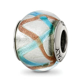 Sterling Silver Reflections Silver/Gold/Blue Italian Murano Bead