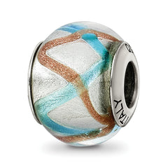Sterling Silver Reflections Silver/Gold/Blue Italian Murano Bead