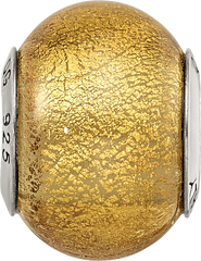 Sterling Silver 925 Murano Glass Bead with Champagne Yellow Antique Finish Elegant Design