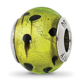 Sterling Silver Reflections Green/Black Italian Murano Bead