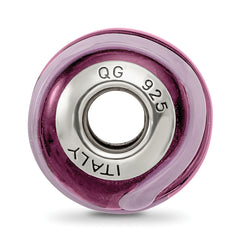 Sterling Silver Murano Glass Bead with Antiqued Finish in Purple and Pink