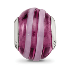 Sterling Silver Murano Glass Bead with Antiqued Finish in Purple and Pink