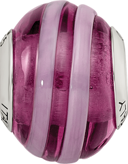 Sterling Silver Murano Glass Bead with Antiqued Finish in Purple and Pink