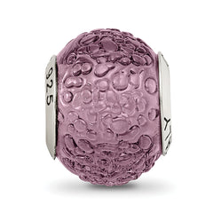 Sterling Silver 925 Murano Glass Bead with Antiqued Finish Elegant Purple Design