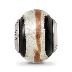 Sterling Silver 925 Murano Glass Bead with Antiqued Finish Elegant Design