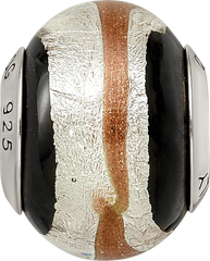 Sterling Silver 925 Murano Glass Bead with Antiqued Finish Elegant Design