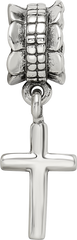 Sterling Silver 925 Cross Dangle Bead with Antiqued Finish Elegant Design