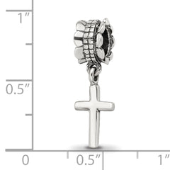 Sterling Silver 925 Cross Dangle Bead with Antiqued Finish Elegant Design