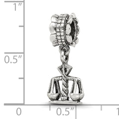 Sterling Silver 925 Justice Dangle Bead with Antiqued Finish