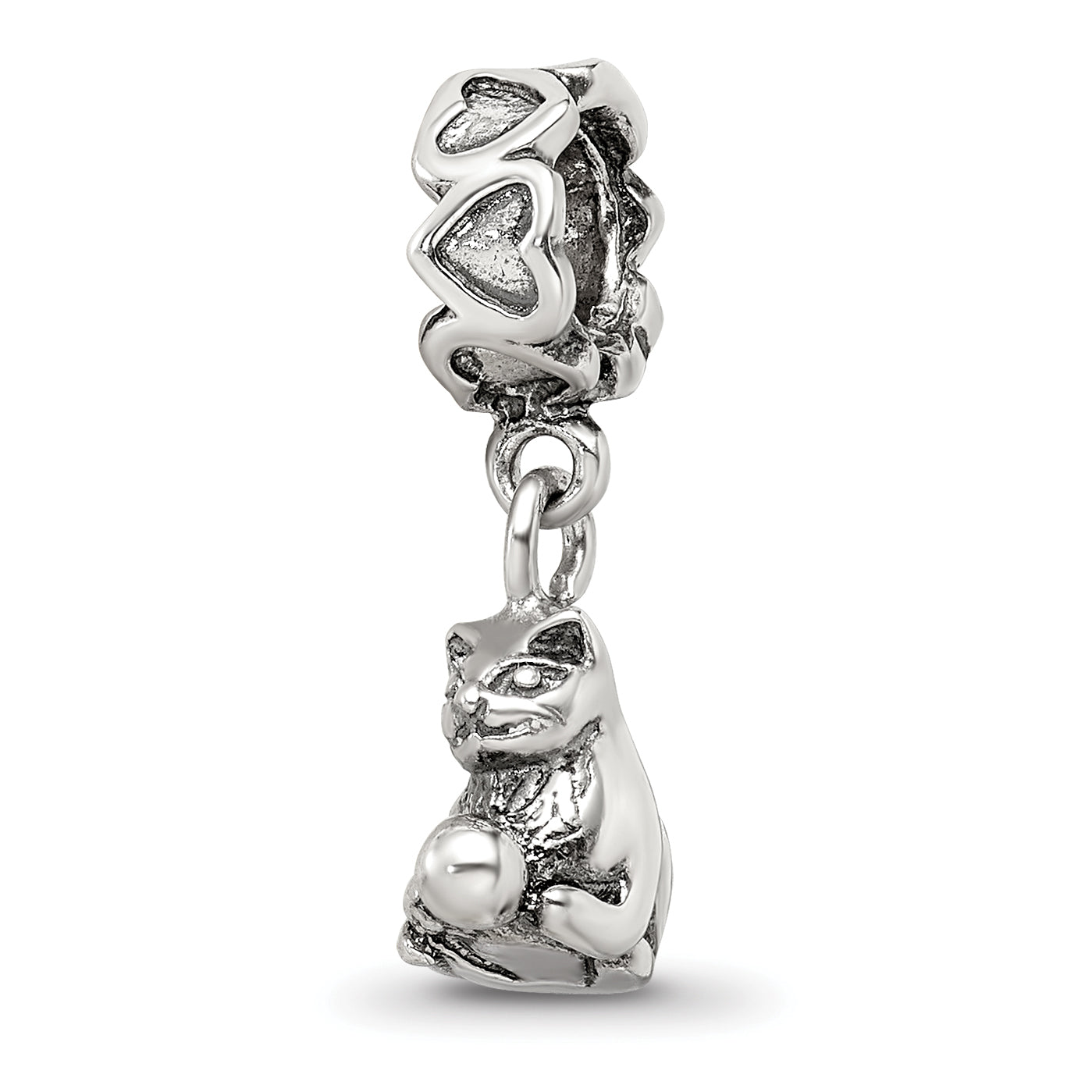 Sterling Silver Reflections Kitten with Ball Dangle Bead