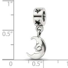Sterling Silver 925 Crescent Moon Dangle Bead with Polished Finish